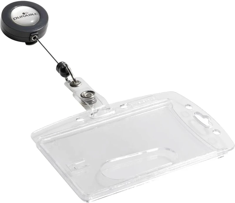 Durable Acrylic Security Pass Holder 54 x 86 mm with Badge Reel Transparent | Pack of 25 Badges | Ideal for Holding Swipe Cards, ID Cards, etc.