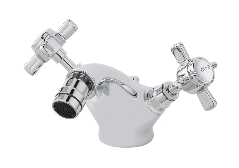 nuie I306X Beaumont Traditional Bathroom Luxury Crosshead Handle Mono Bidet Mixer Tap, 95 x 50 x 135mm , Chrome