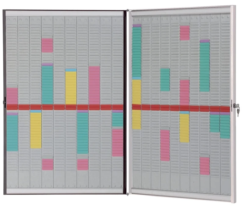Nobo - Lockable T-Plug Planner Kit, Magnetic Erasable Frame, 20 Columns & 54 Slots, Index 2, T-Plugs & Keys Included, 1901361