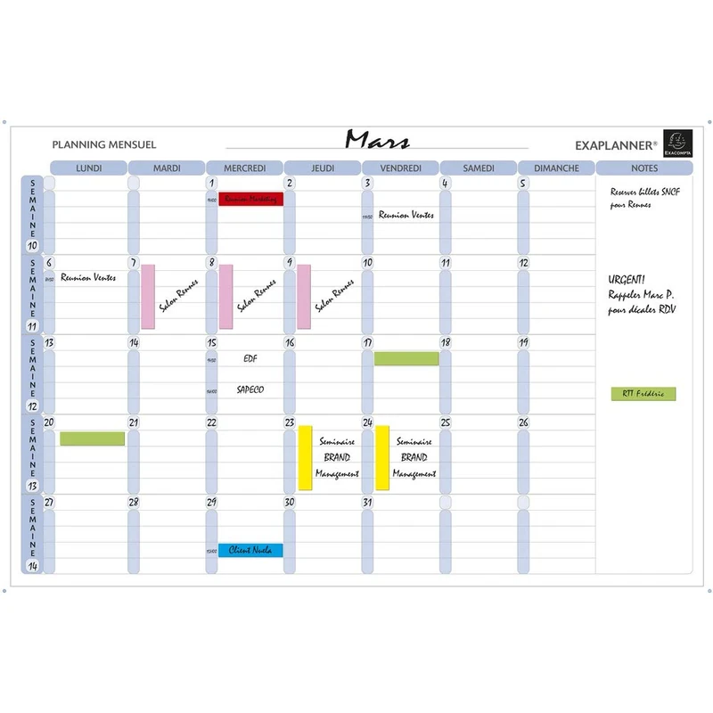 Exacompta 57150E Magnetic Monthly Planner - 90 x 59 cm White