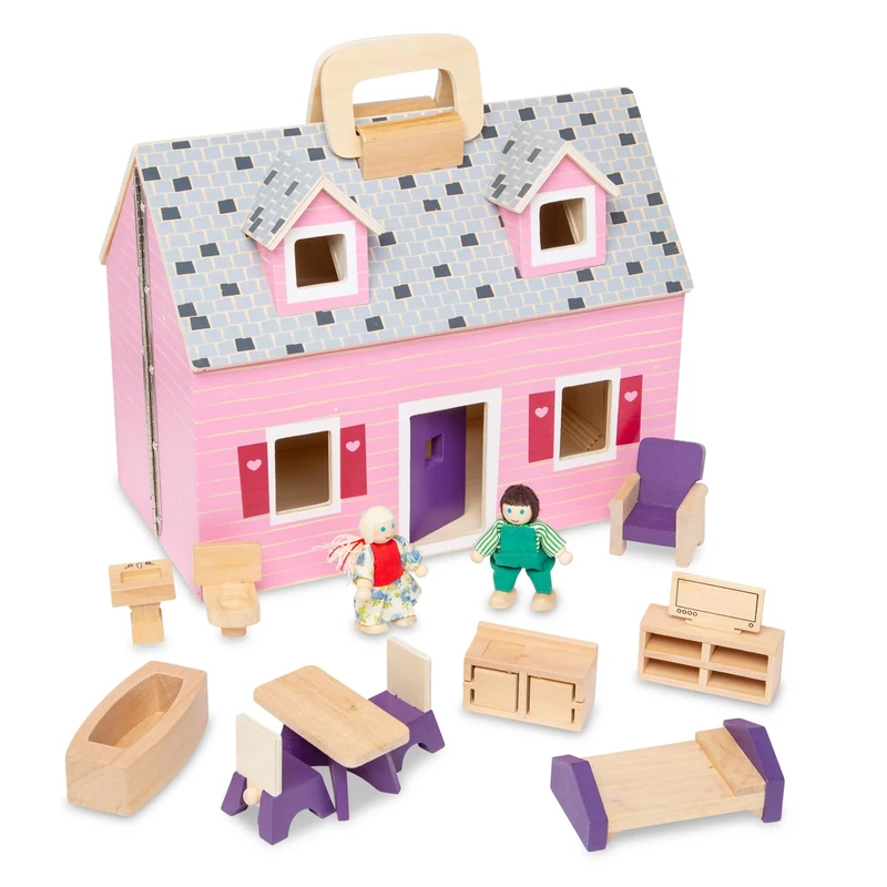 Melissa & Doug Fold & Go Dollhouse | Dollhouses & Dolls | Play Sets | 3+ | Gift for Boy or Girl