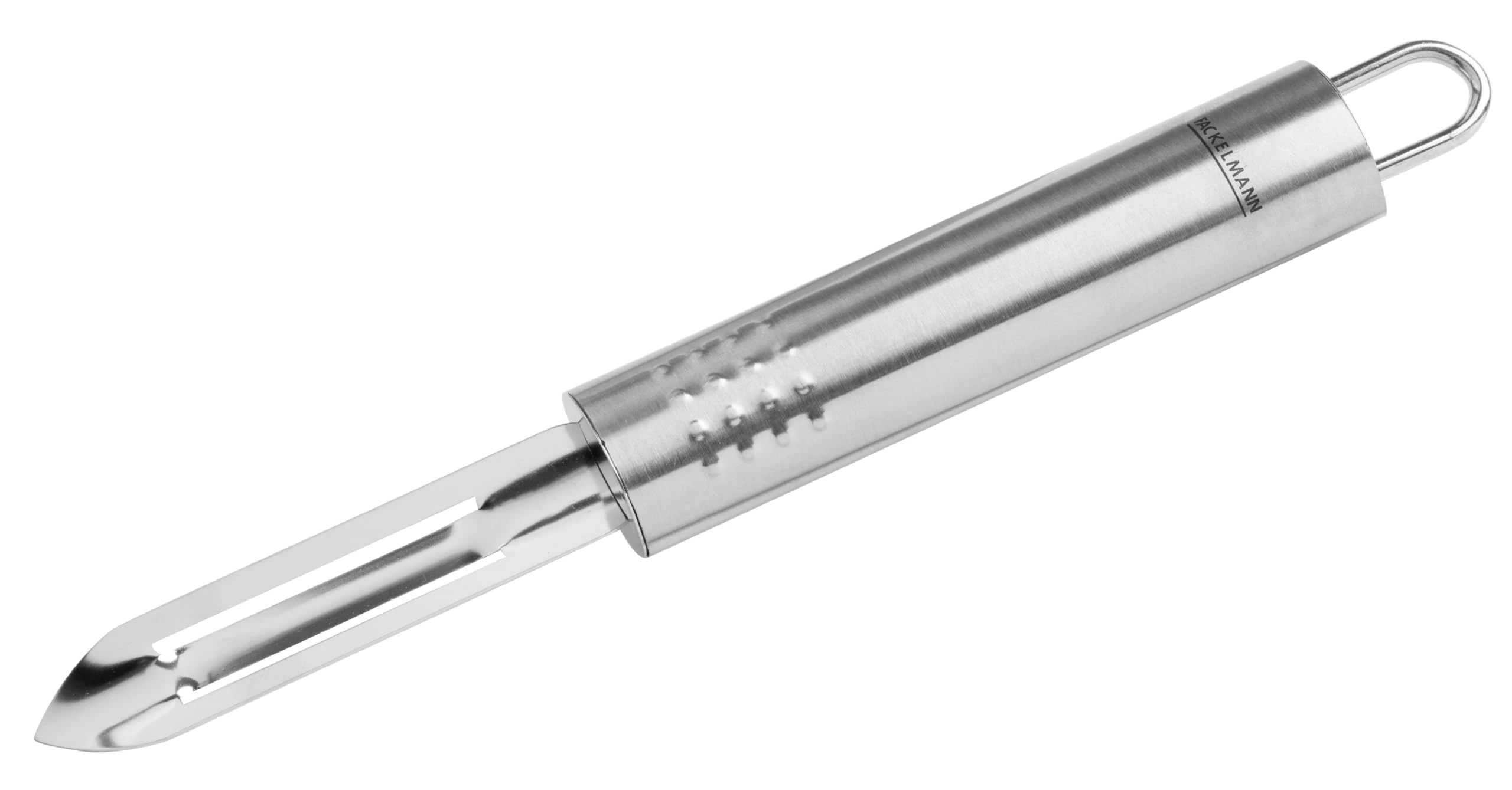 Fackelmann OPAL Straight Peeler, Potato & Vegetable Peeler, Swivel Fruit Peeler, Stainless Steel, 19.5x2x1.5cm, Silver