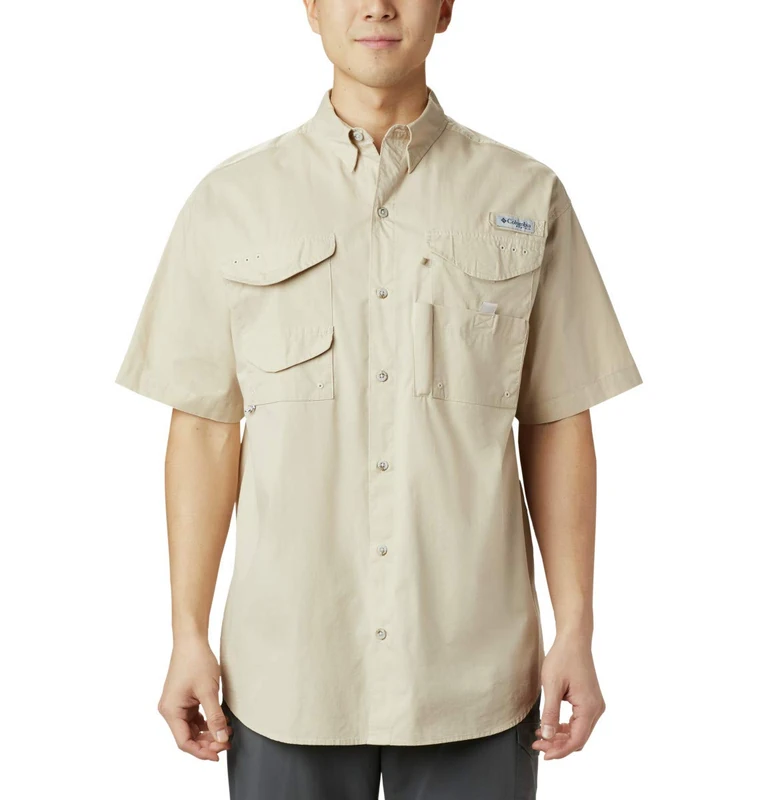Columbia Men's Bonehead Short Sleeve Fishing Shirt (Fossil, X-Large, Tall Inseam)
