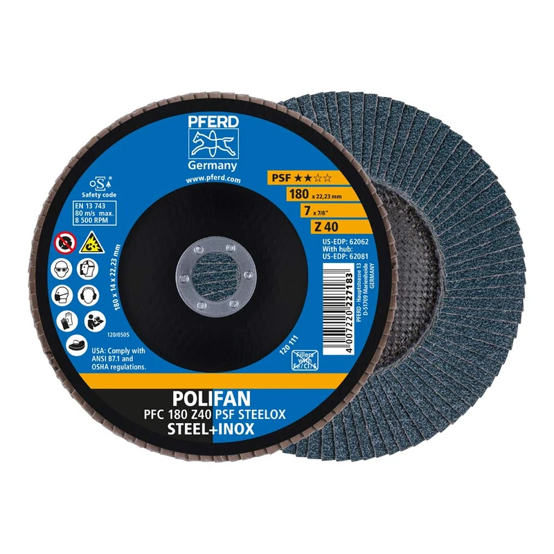 Pferd 67764185 Polifan Conical Flap Disc 180 Z 40 PSF