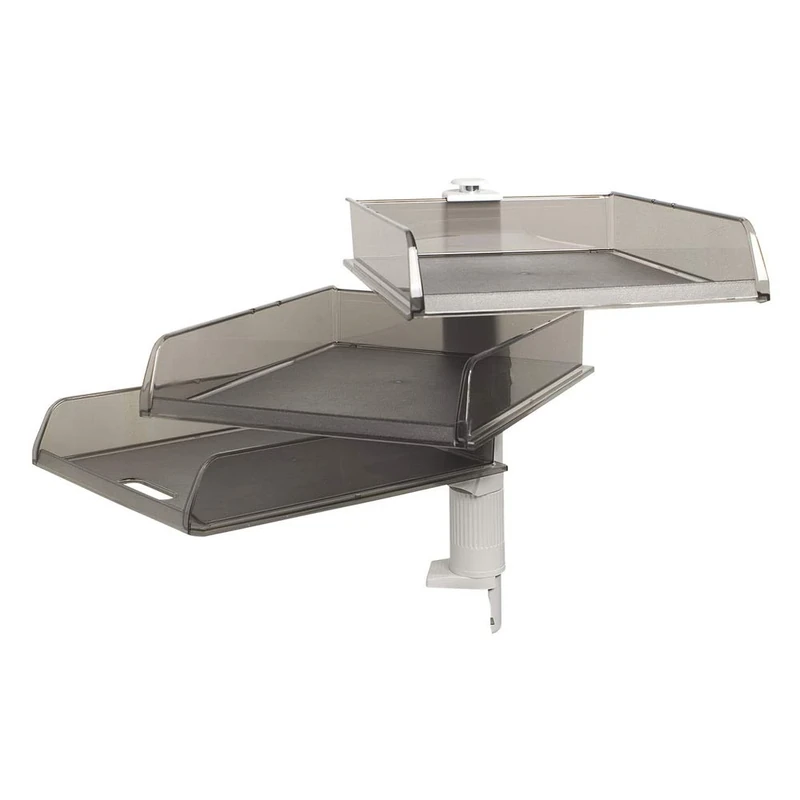 Exacompta - Ref 12027D - Swivel Column with 3 Letter Trays - 395 x 272 x 387mm in Size, Suitable for B4 Documents, 360 Degree Motion - Light Grey/Grey Translucent - Image 1