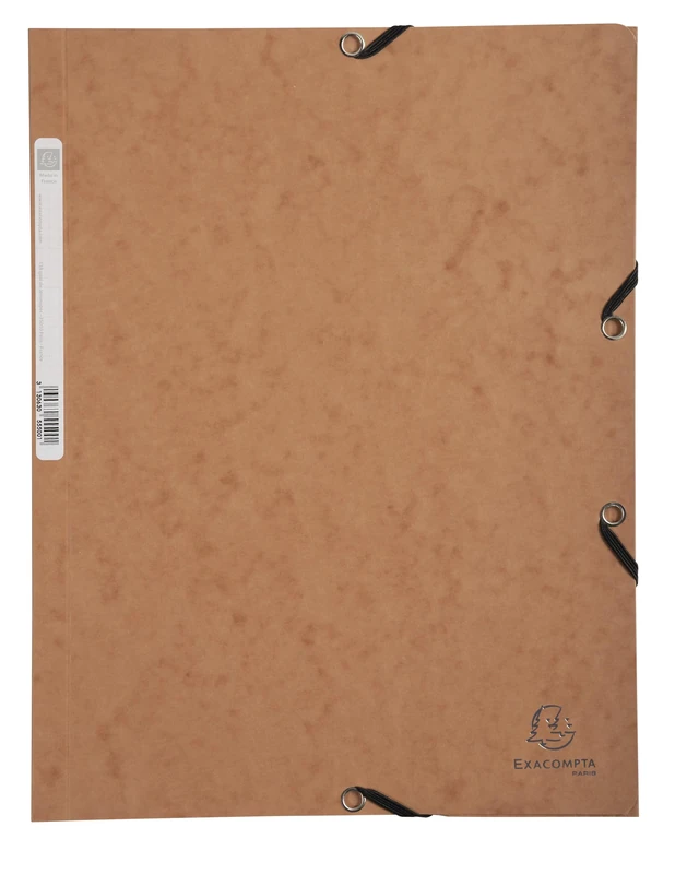 Exacompta - Ref 55524E - Europa Elasticated 3 Flap Folders (Pack of 25) - 24 x 32cm, Suitable for A4 Documents, 400gsm Genuine Premium Pressboard - Havana