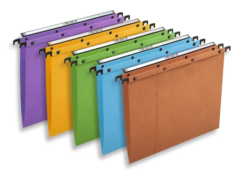 L'Oblique A-Z AZO Suspension Files for Filing Drawer Box of 25 Assorted Colours