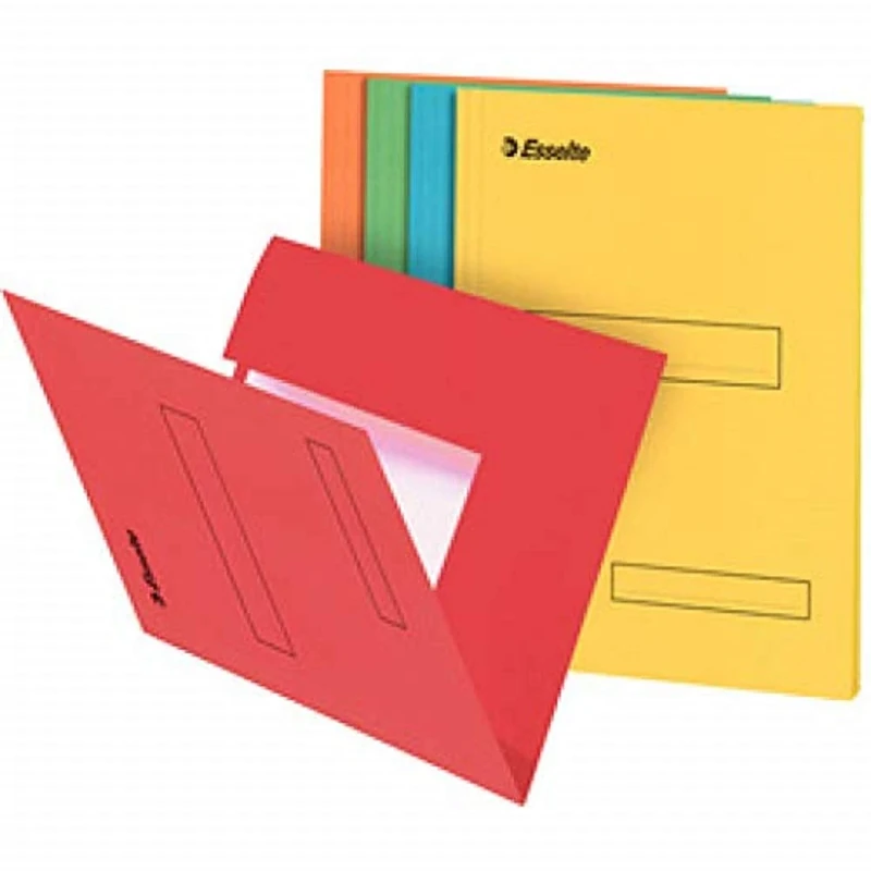 Esselte Box of 100 2-Flap Folders for Filing Cabinets 160 g Assorted Colours