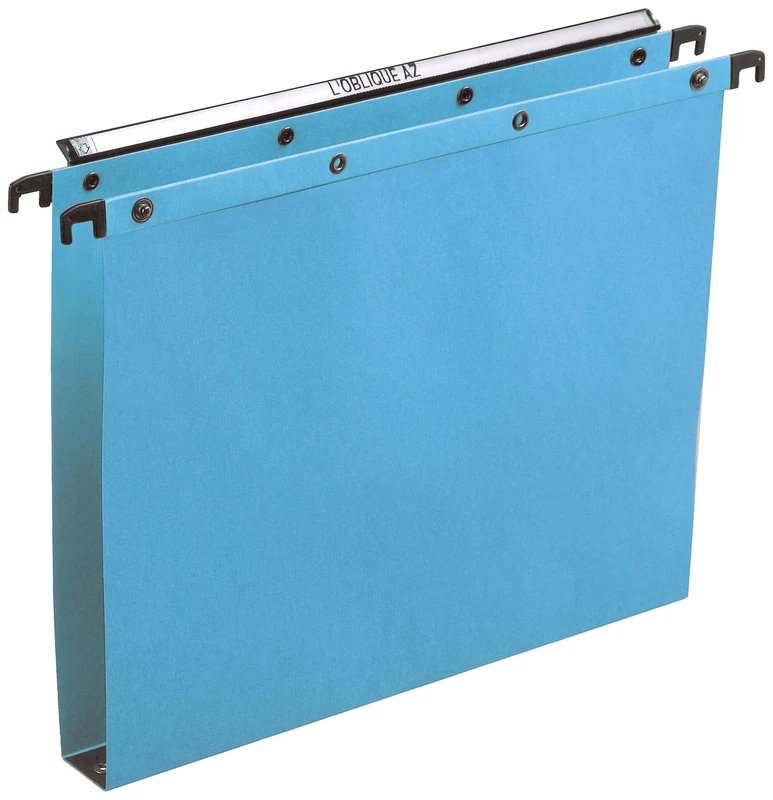 L'Oblique AZ Suspension Files Pack of 25 Dos 30 mm Blue