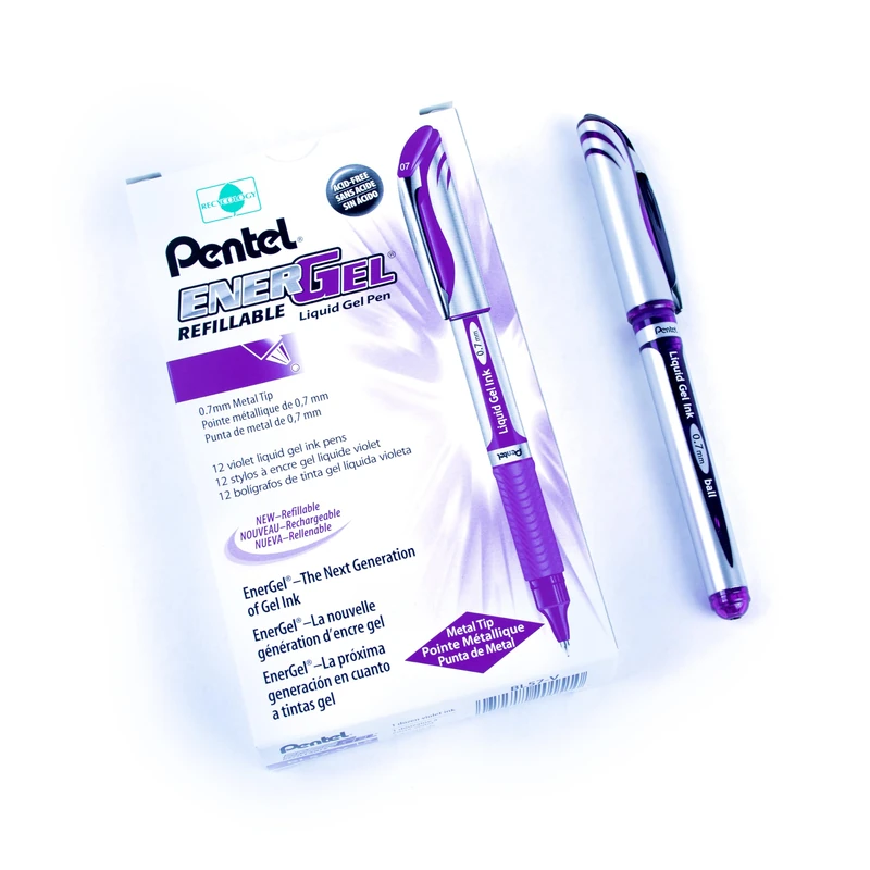 Pentel Energel Refillable Rollerball Pens Fine Point - Purple (Set of 12)