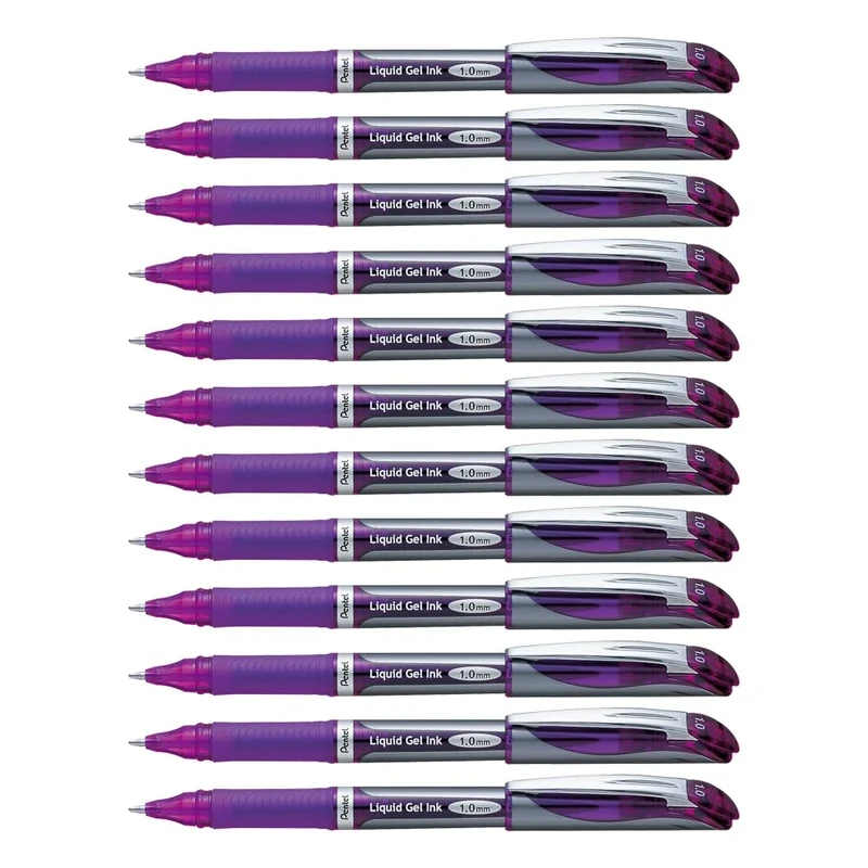 Pentel Energel Refillable Rollerball Pens Medium Point - Purple (Set of 12)