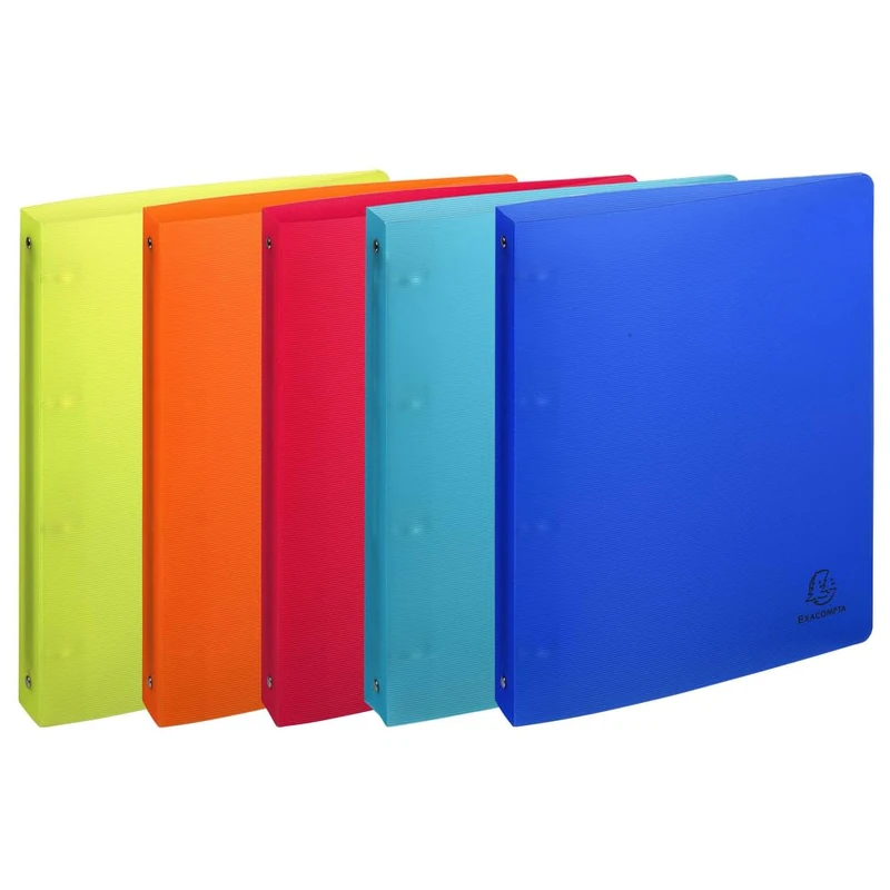 Exacompta - Ref 51377E - Linicolor PP Rigid Cover Ring Binder - 320 x 268mm in Size, Suitable for A4+ Documents, 4 Rings, 40mm Spine - Assorted Colours (Pack of 15)