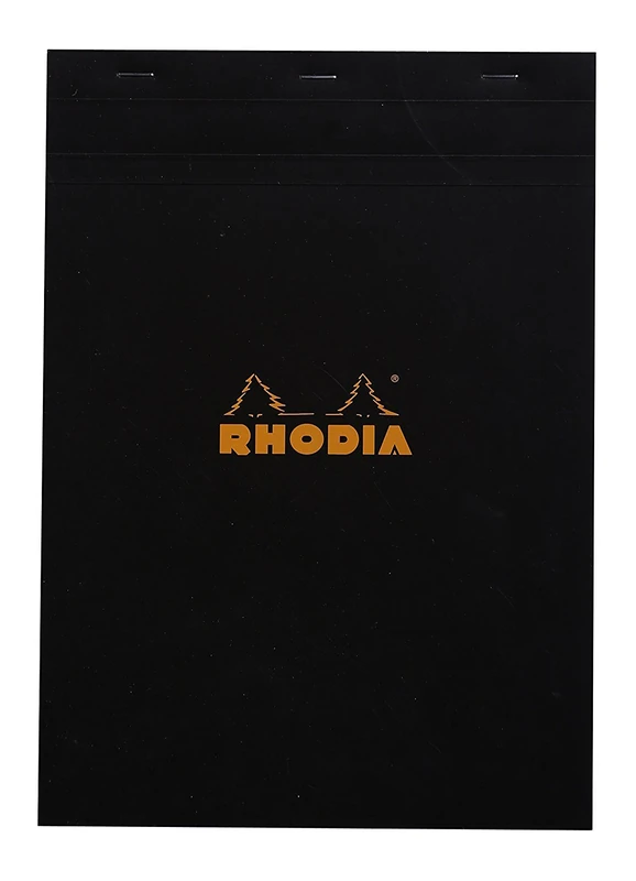 RHODIA 182009C - Stapled Notepad N°18 Black - A4 - Small Squares - 80 Detachable Sheets - 80G Clairefontaine Paper - Soft, Resistant and Waterproof Coated Card Cover - Basics