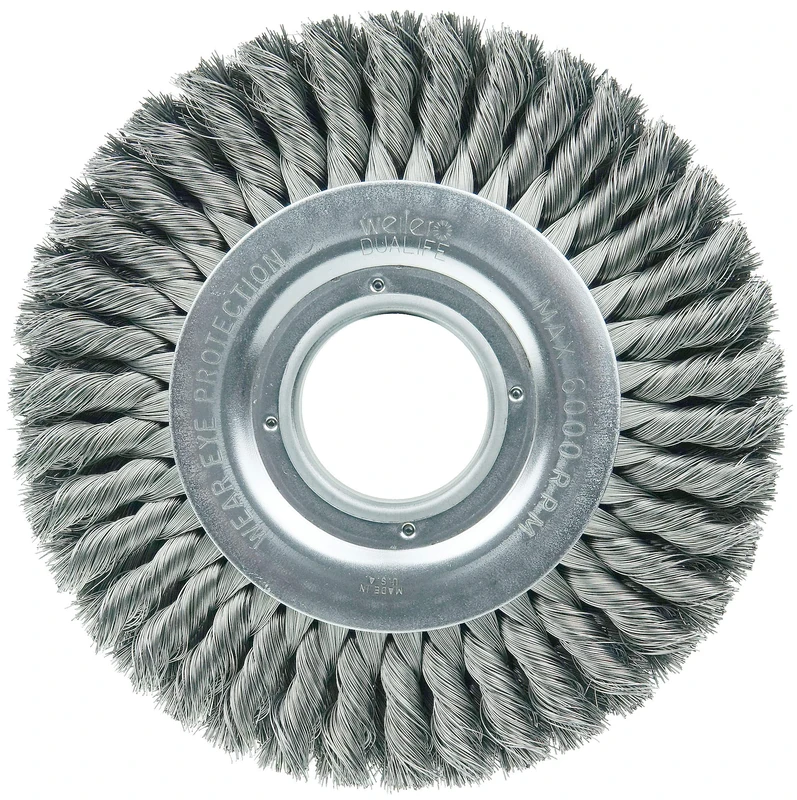 Weiler 09430 8" Standard Twist Knot Wire Wheel, 016" Steel Fill, 2" Arbor Hole, Made in the USA