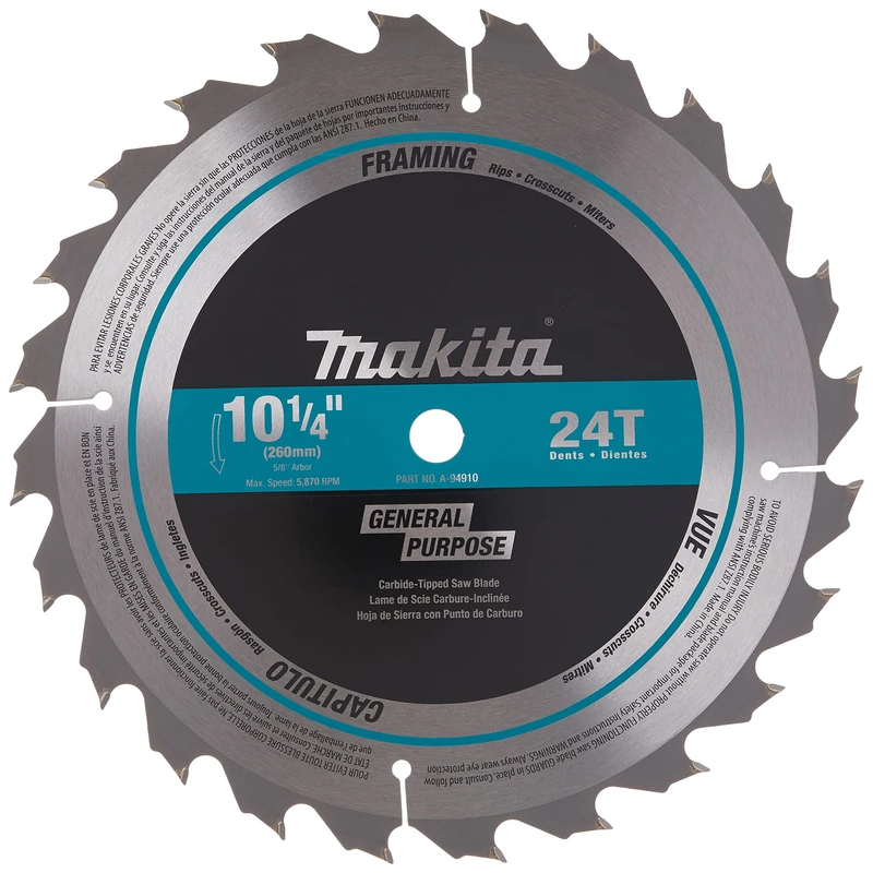 Makita A-94910 10-14-Inch Tungsten Carbide Tip Saw Blade, 24-Teeth