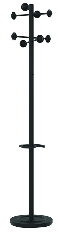 Unilux Accueil Coat Stand Solid Head Steel Post Umbrella Stand Double Pegs Black Ref 35006M