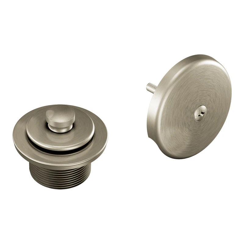 Moen T90331BN Push-N-Lock Tub and Shower Drain Kit with 1-1/2 Inch Threads, Brushed Nickel