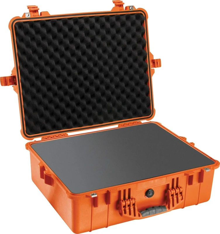 PELI 1600 Protective Waterproof Case, IP67 Water- and Dustproof, 82L Capacity, Made in Germany, With Customisable Foam Insert, Orange
