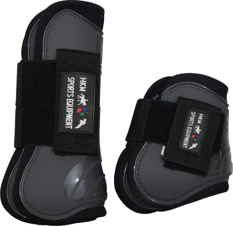 HKM Protection And Fetlock Boots Set Of 4 Grey/Black Cob/Full