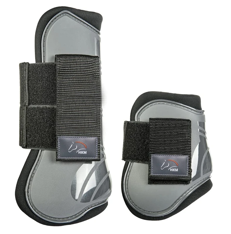 HKM 8566 Grey/Black Pony Lined Jumping Boots and Fetlock Caps