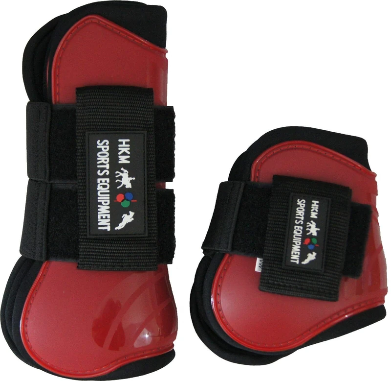 HKM Protection And Fetlock Boots Set Of 4 Red/Black Cob/Full
