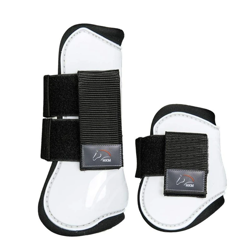 HKM Protection And Fetlock Boots Set Of 4 White/Black Cob/Full