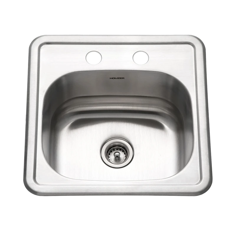 Houzer 1515-6BS-1 Hospitality Series Topmount Stainless Steel 2-Holes Bar/Prep Sink