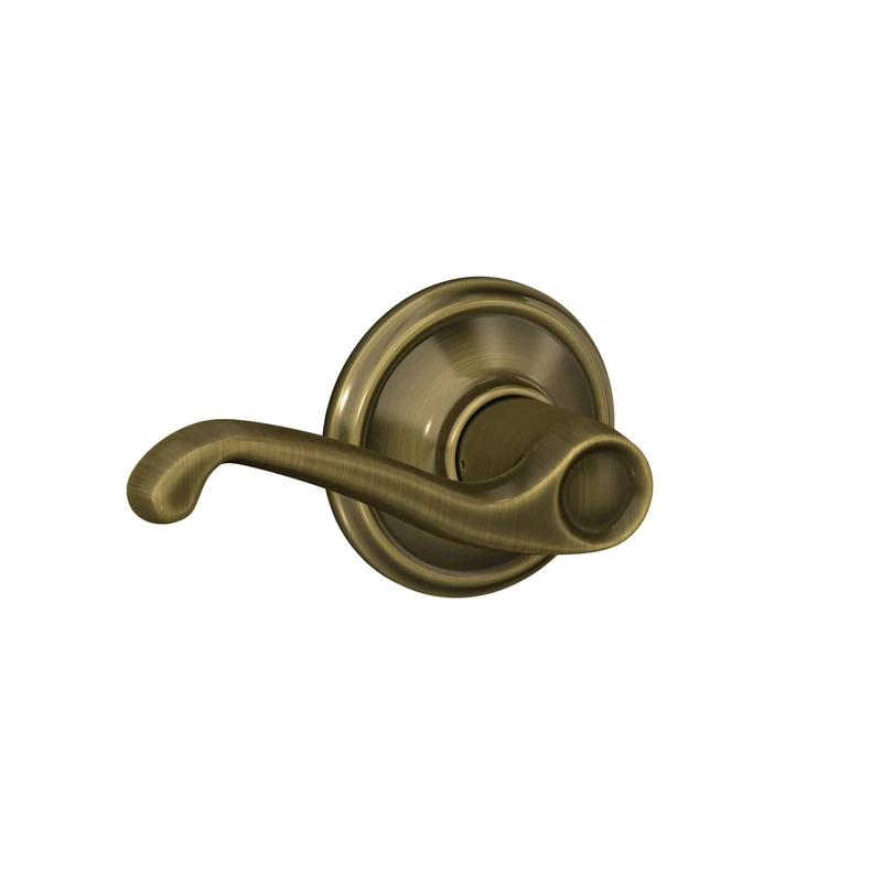 SCHLAGE F10FLA609 Flair F10 Drop Wave Door Lever Lock, Solid, Antique Brass, 1 Pack