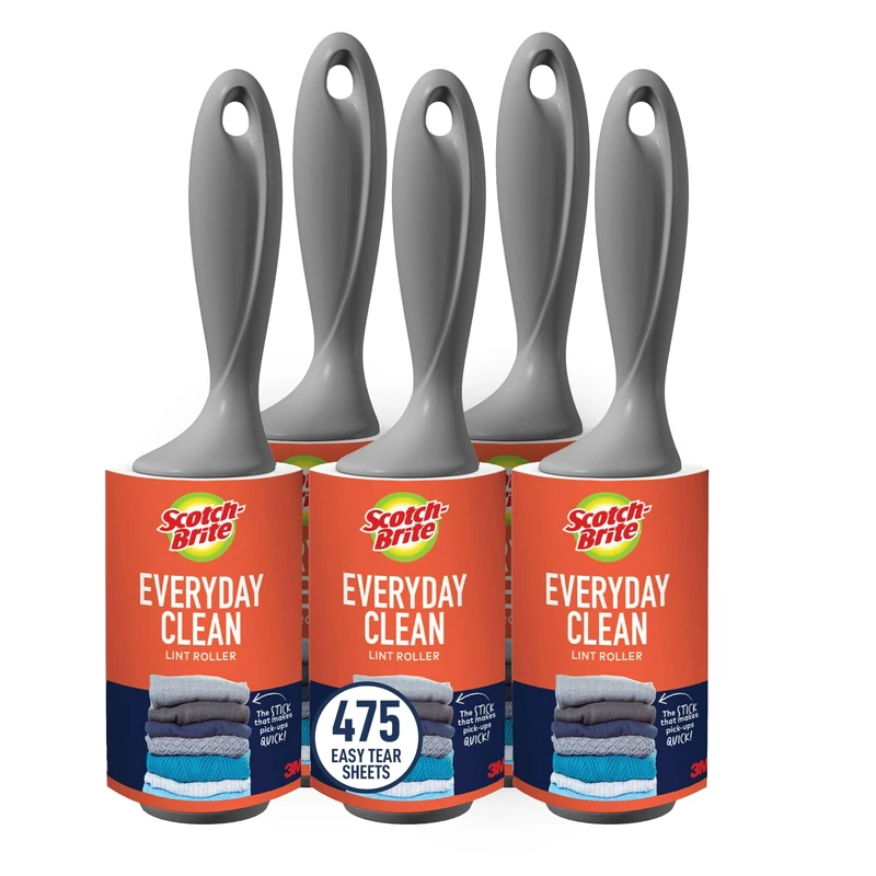 Scotch-Brite Lint Roller 5-Pack - 95 Sheets, Ergonomic Handle