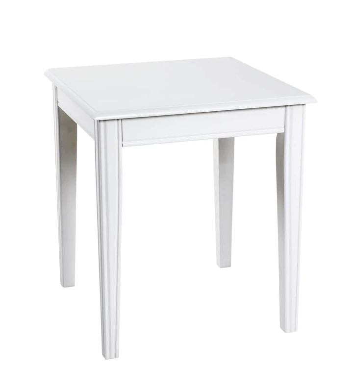 HAKU Möbel End Table White, Solid Wood, Mdf - Size: W 45 cm X H 51 cm X D 45 cm, Style: Coastal Furniture