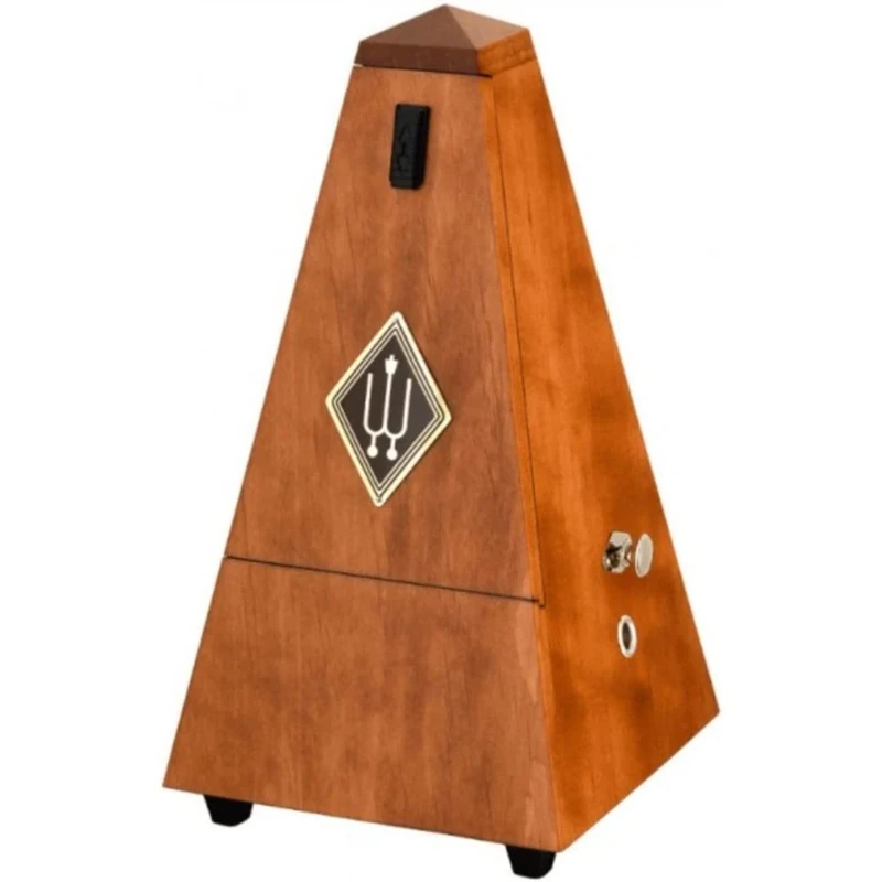 Wittner Metronome Taktell - Pyramid Shape System Maelzel - Series 810 - Solid Wood Case - With Bell - Cherry coloured Matte 811MK - Mechanical Wind-Up - Made in Germany
