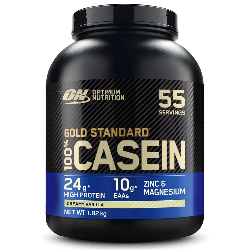 Optimum Nutrition Gold Standard 100% Casein Slow Digesting Protein Powder with Zinc, Magnesium and Amino Acids, Support Muscle Growth & Repair Overnight, Creamy Vanilla Flavour, 55 Servings, 1.82 kg