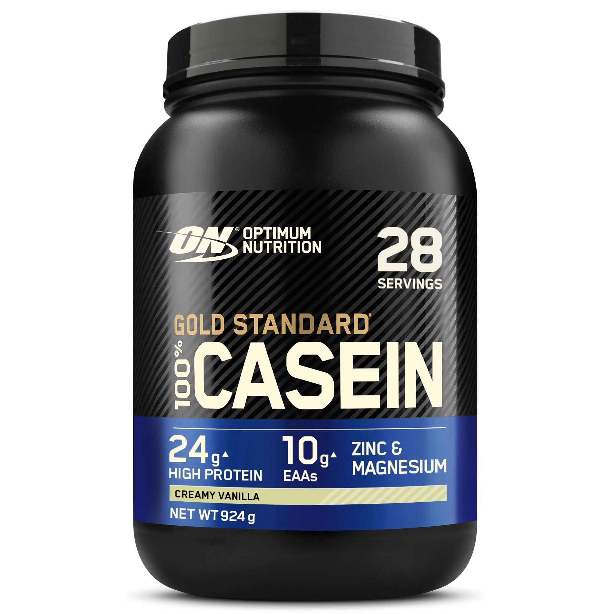 Optimum Nutrition Gold Standard 100% Casein Slow Digesting Protein Powder with Zinc, Magnesium and Amino Acids, Support Muscle Growth & Repair Overnight, Creamy Vanilla Flavour, 28 Servings, 924 g