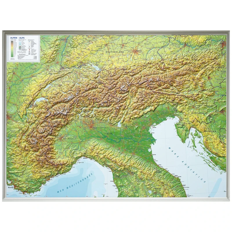 Alps relief wall map Georelief: Reliefkarte