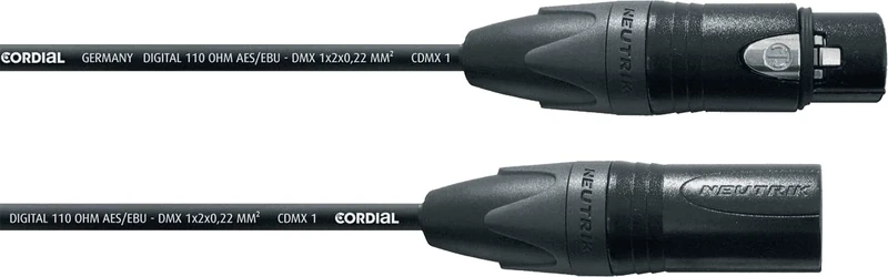 Cordial CDX5-1 DMX XLR Male - XLR Female Lighting Cable (5-Pin, 3 Connected), 5m