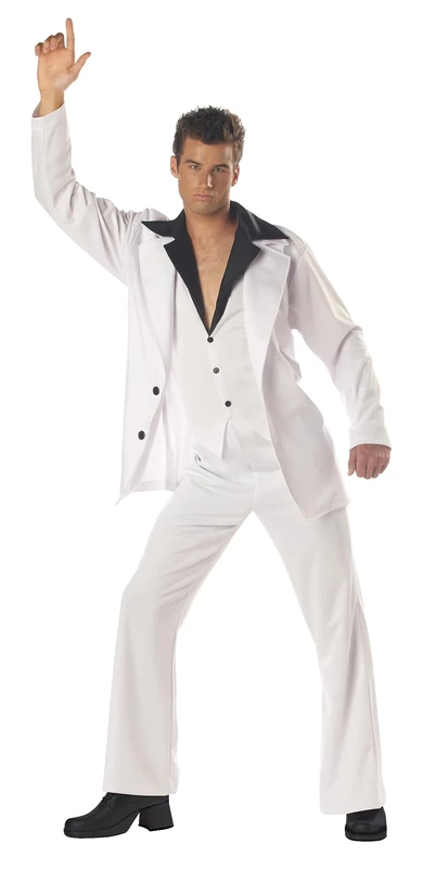 California Costumes 01084-White/Black-Large Disco Dude 70s Adult-Sized Costume, White, Large (42-44)