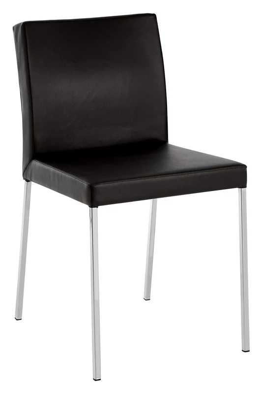 Premier Housewares 82 x 43 x 39 cm Lago Chairs with Faux Leather Seats and Chrome Legs, Set of 2, Black