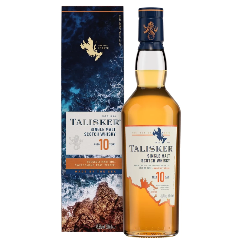 Talisker 10 Year Old Single Malt Scotch Whisky | 45.8% vol | 70cl | Rich & Deep Character | Ruggedly Maritime | Perfect for Whisky Lovers | with Gift Box
