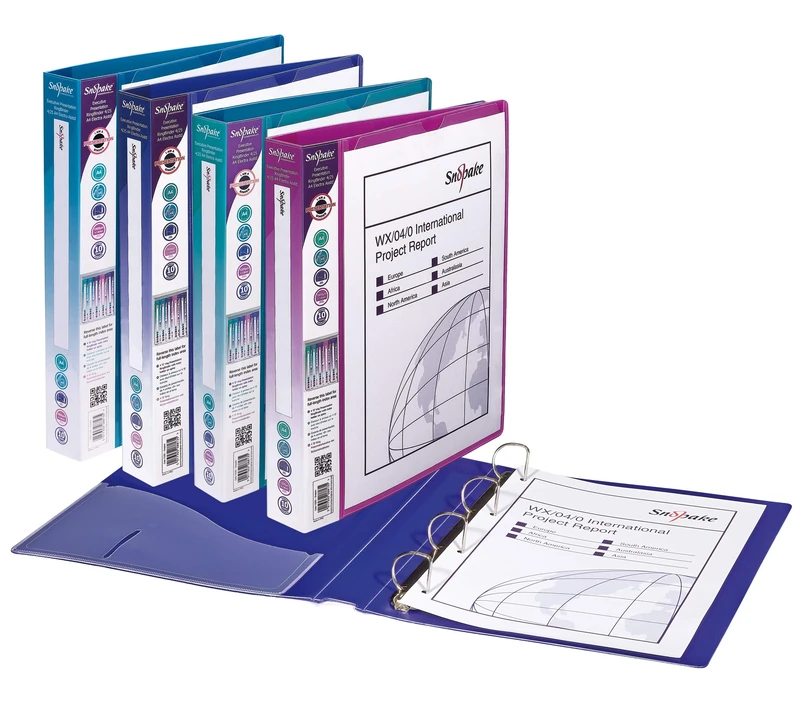 Snopake A4 4 D-Ring 25 mm Executive Presentation RingBinder – Electra Assorted [Pack of 10] Ref: 13392