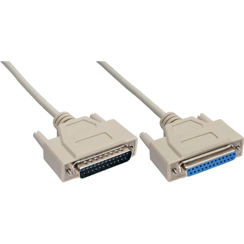 InLine Serial extension cable, InLine, 25 pin plug/socket molded, assigned 1:1, 30m