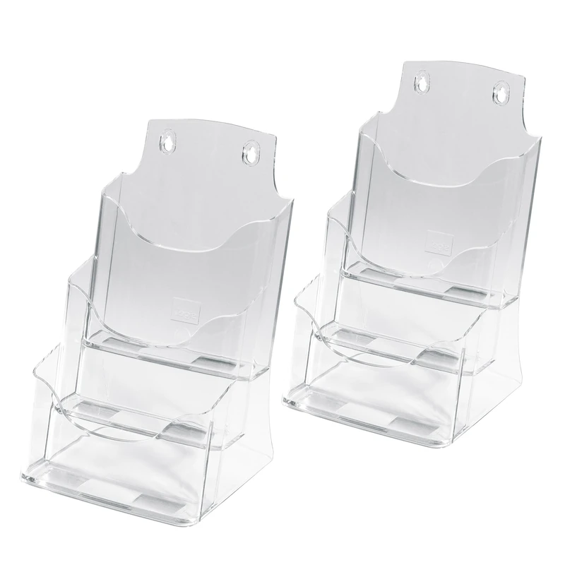 SIGEL LH132 Table-Top Literature Holder, for A5, with 3 compartments, uv resistant acrylic, clear, 2 Pieces