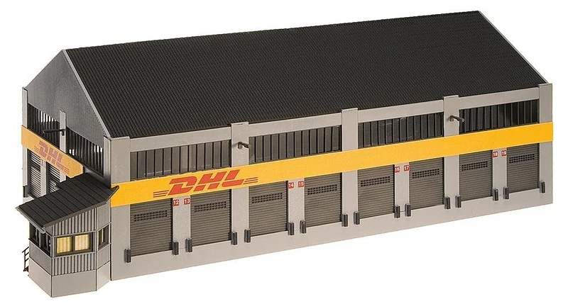 FALLER FA130981 130981 DHL Logistics Center HO Scale Building Kit Other License Construction Kit, One Size, Grey, Red