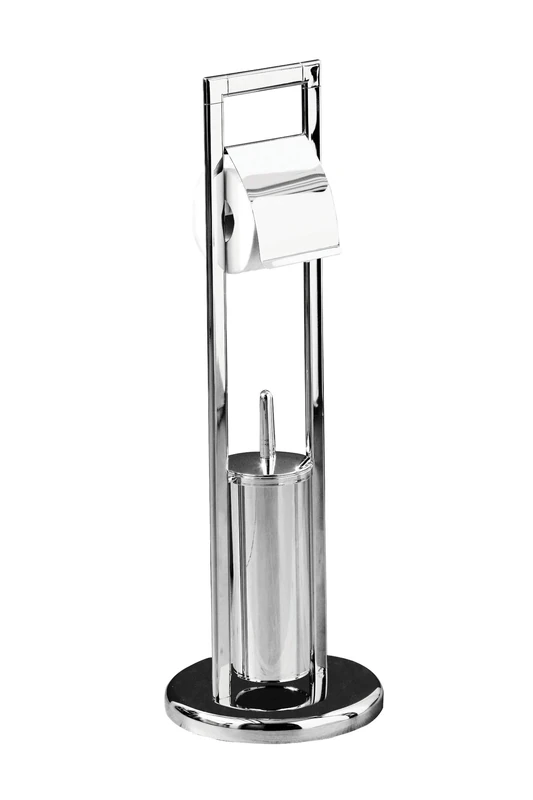 Premier Housewares 1600967 Toilet Roll Holders Free Standing Toilet Brushes And Holders Sets Brush Holder Toilet Roll Storage Free Standing 75.5 X 22 X 22 Cm, Silver