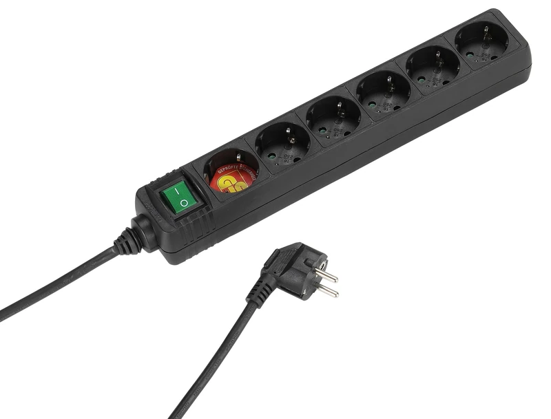 Vivanco ebls6 S – EXTENSION LEAD WITH 6 Sockets with Switch and Protection for Children, 1.4 m, 1.5 mm² Conductor Section, Black - Image 1