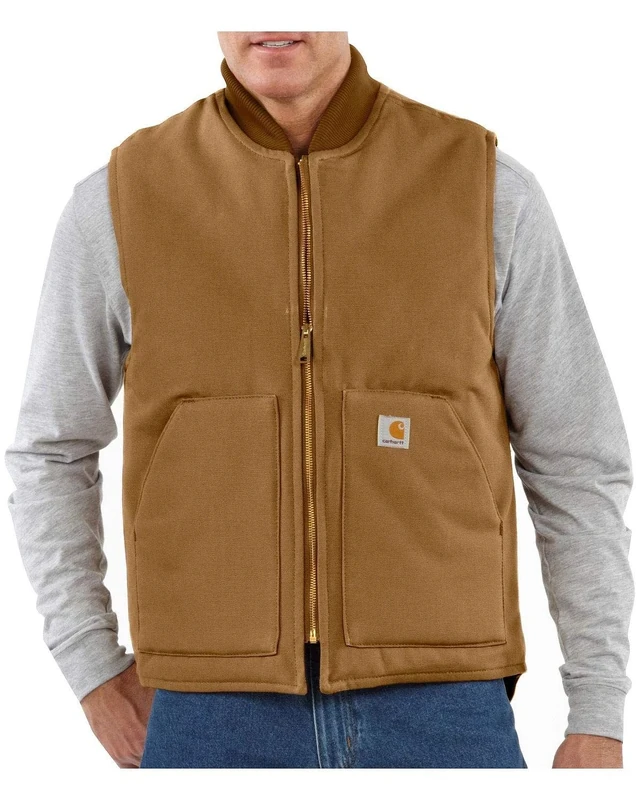 Carhartt Men's Relaxed Fit Firm Duck Insulated Rib Collar Vest, Carhartt® Brown, 3XL