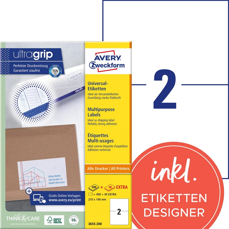 AVERY Zweckform Multi-Use Labels 210 x 148 mm White