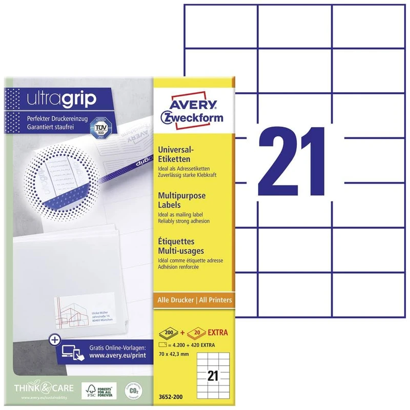 AVERY Zweckform Multi-Use Labels 70 x 42.3 mm White