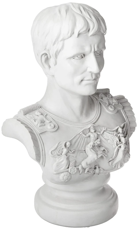 Design Toscano AH250835 Augustus Caesar Primaporta Bust Statue, 46 cm, Polyresin, Antique Stone