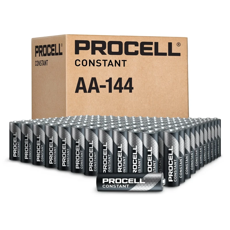 Procell Alkaline Batteries, AA, 24/Box, Total 144 EA, Sold as 1 Carton