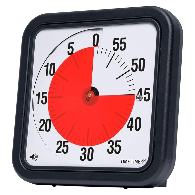 Time Timer Original Large 30x30 cm; 60 Minute Visual Timer - Classroom or Meeting Countdown Clock for Kids and Adults (Black)